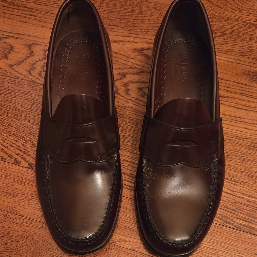 GH Bass & Co Brown/Burgundy Leather Penny Loafers